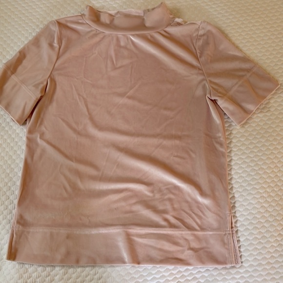 Anthropologie pink top Women Size XS Velour Mockneck - Picture 2 of 6